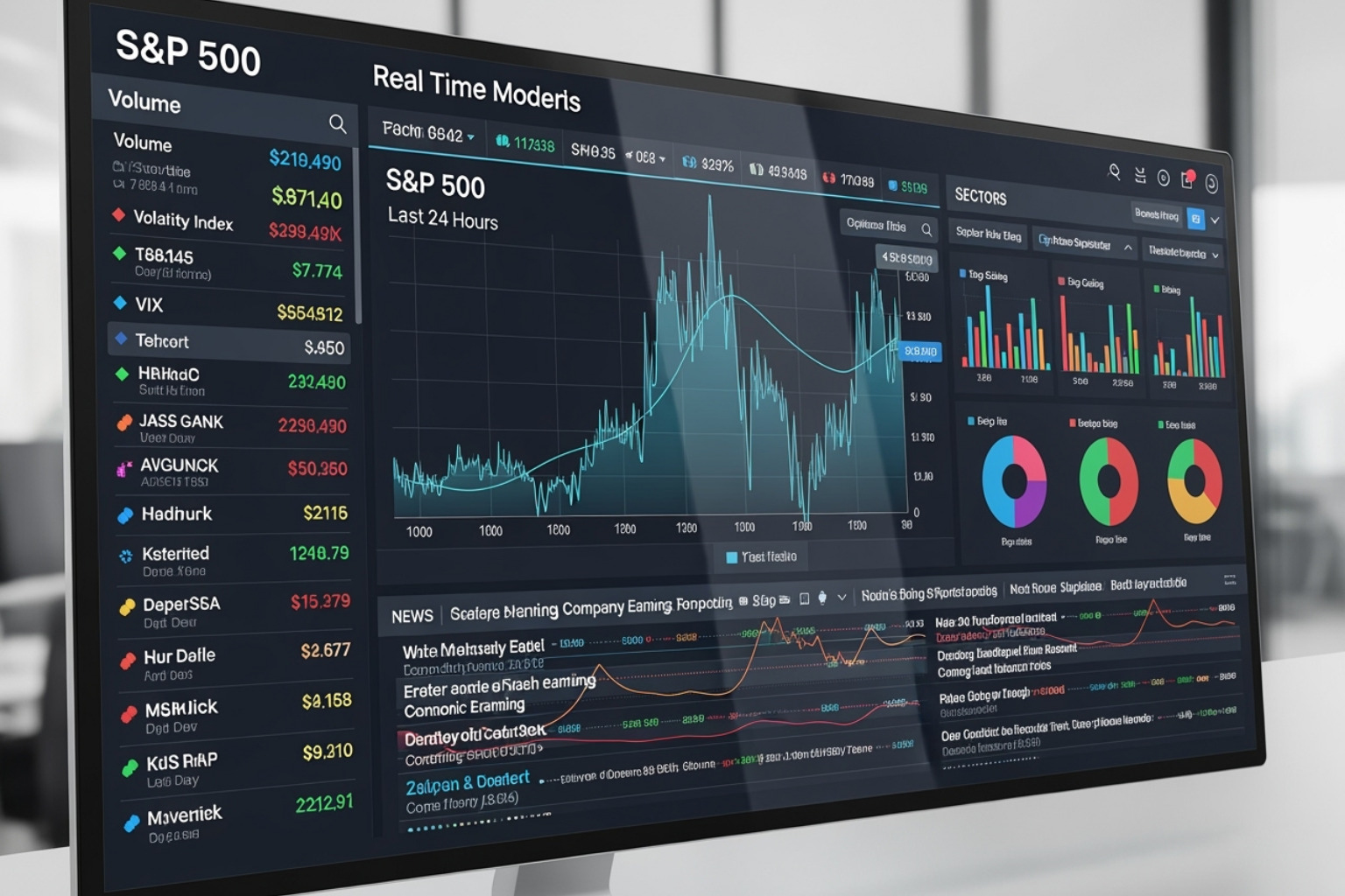 FintechZoom dashboard showcasing S&P 500 data with real-time charts, sector performance, news feed, and customizable widgets - fintechzoom.com sp500