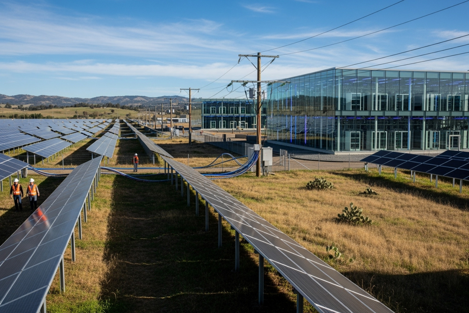 Solar panel farm powering a data center - fintechzoom.com bitcoin mining