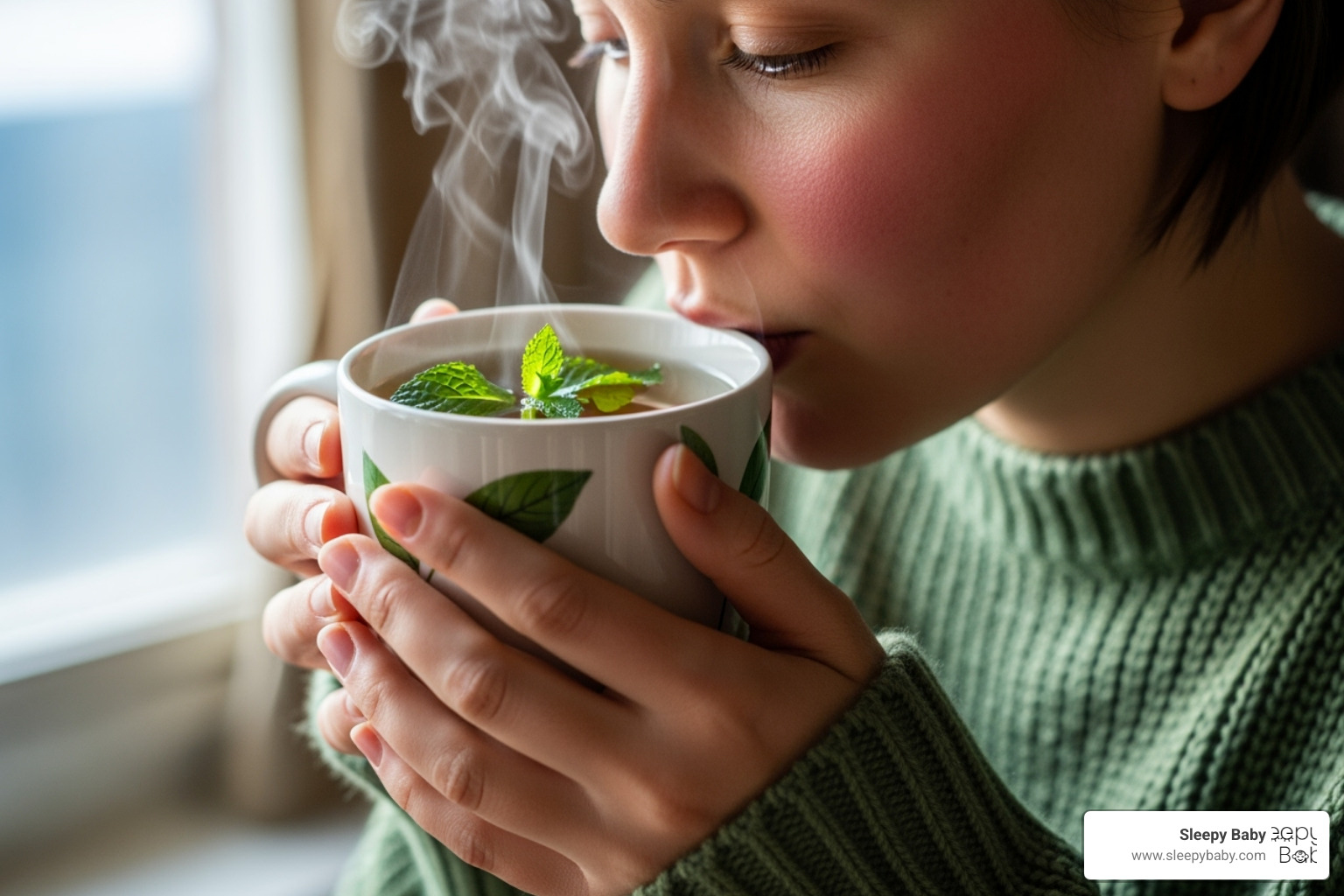a person drinking peppermint tea - fast acting gas medicine