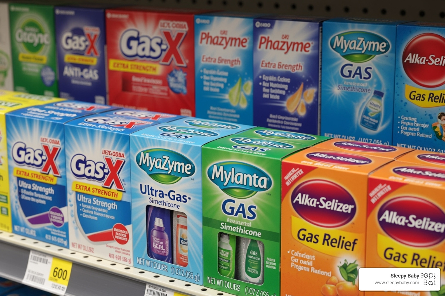a few different gas relief product boxes - fast acting gas medicine