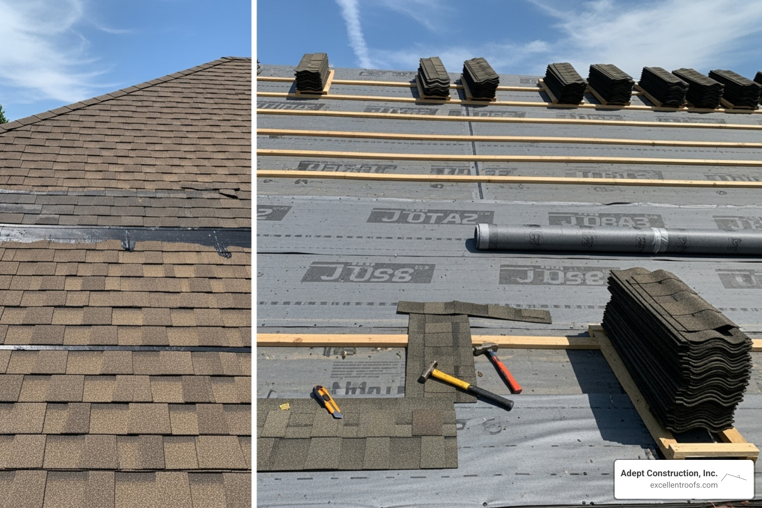 comparing a small roof patch to a full roof replacement project - roofing repair companies nearby