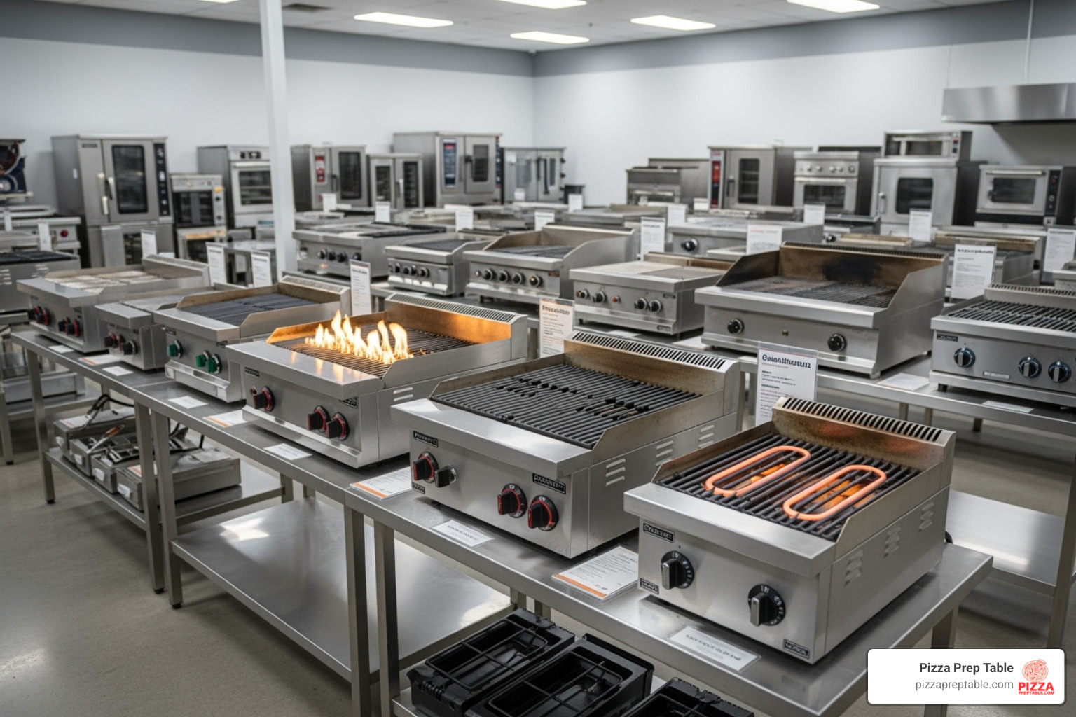 various commercial charbroilers in a restaurant supply showroom - infrared charbroiler grill various commercial charbroilers in a restaurant supply showroom - infrared charbroiler grill