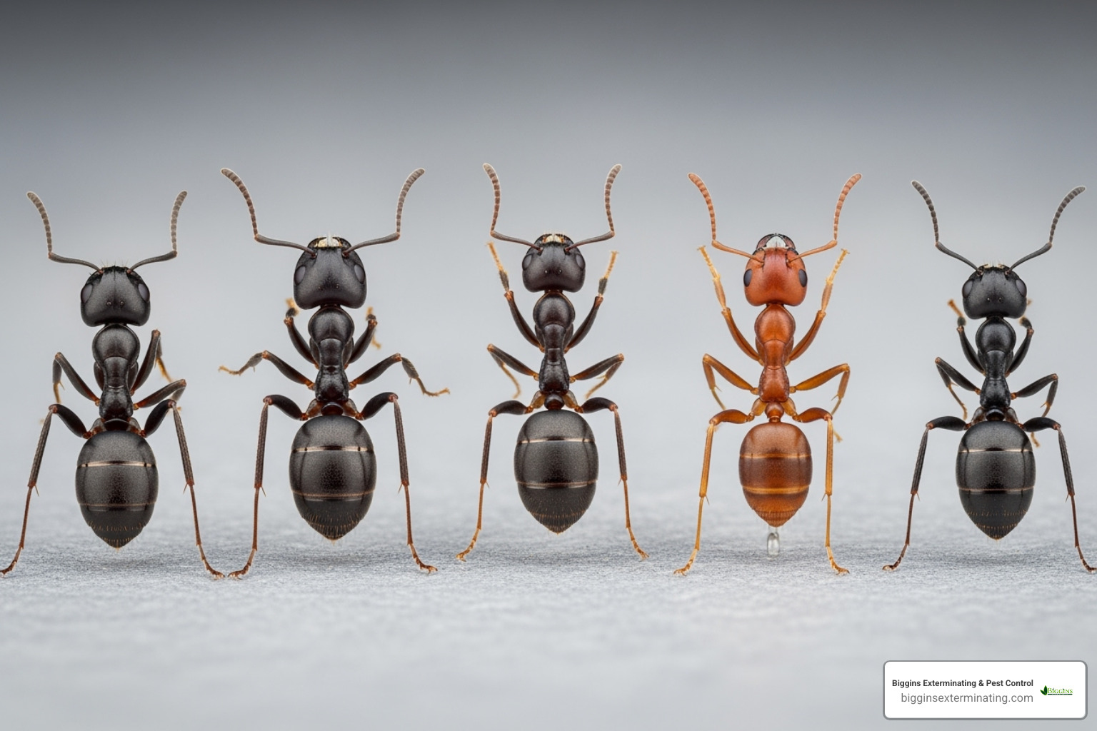 showing different common ant species side-by-side - ant exterminator prices