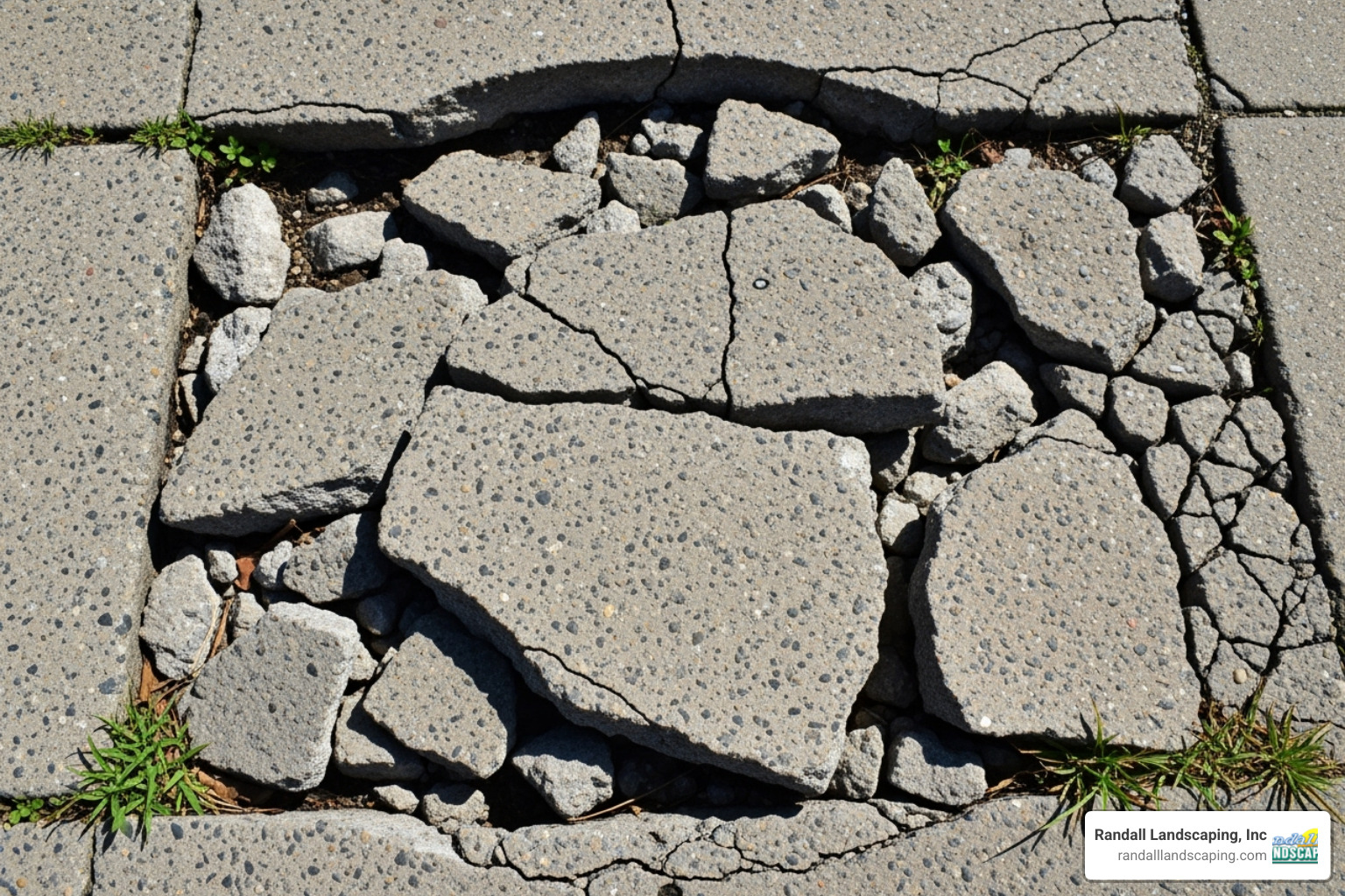badly cracked and uneven sidewalk section - concrete sidewalk contractors