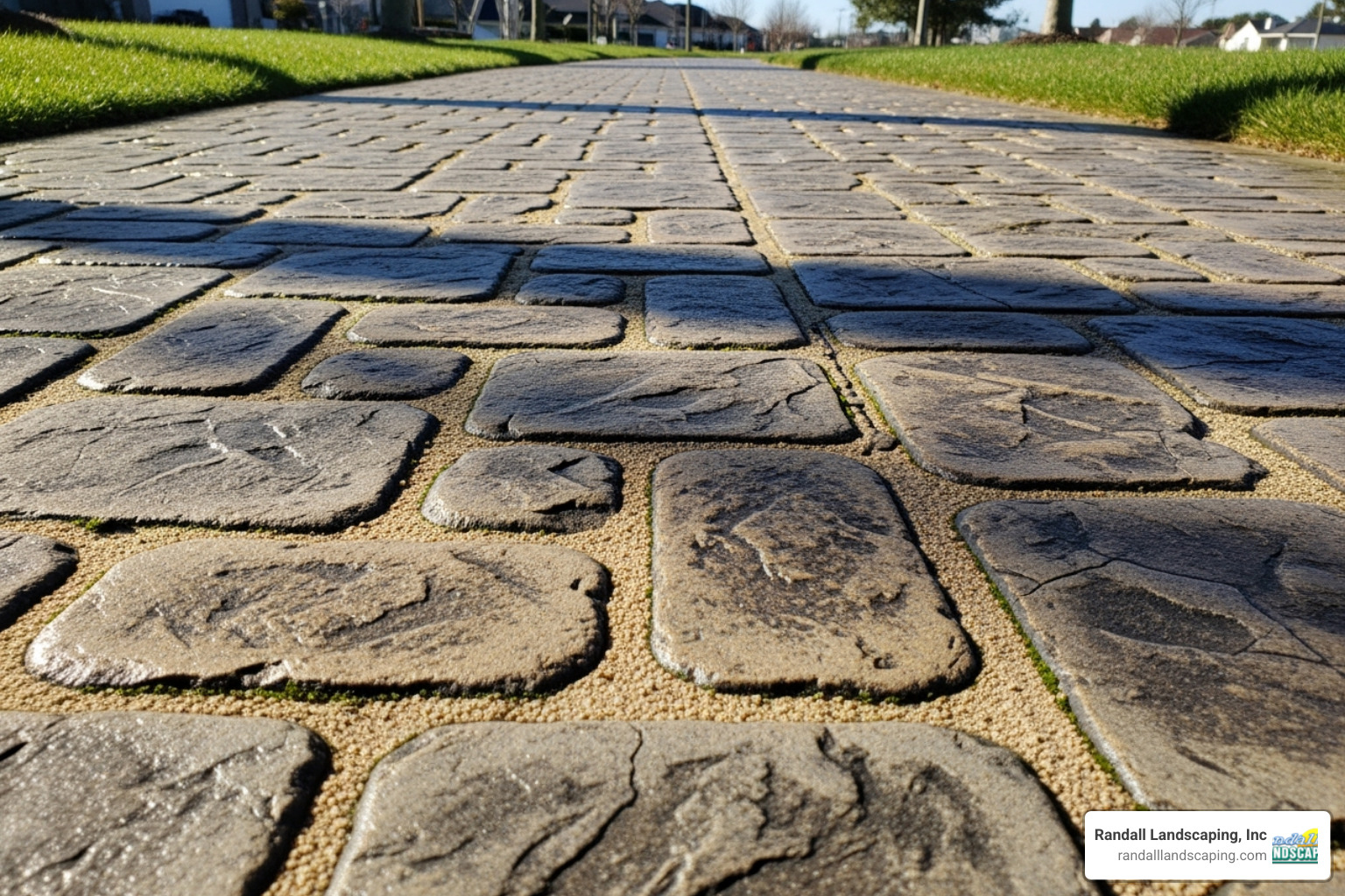 stamped concrete sidewalk with a cobblestone pattern - concrete sidewalk contractors