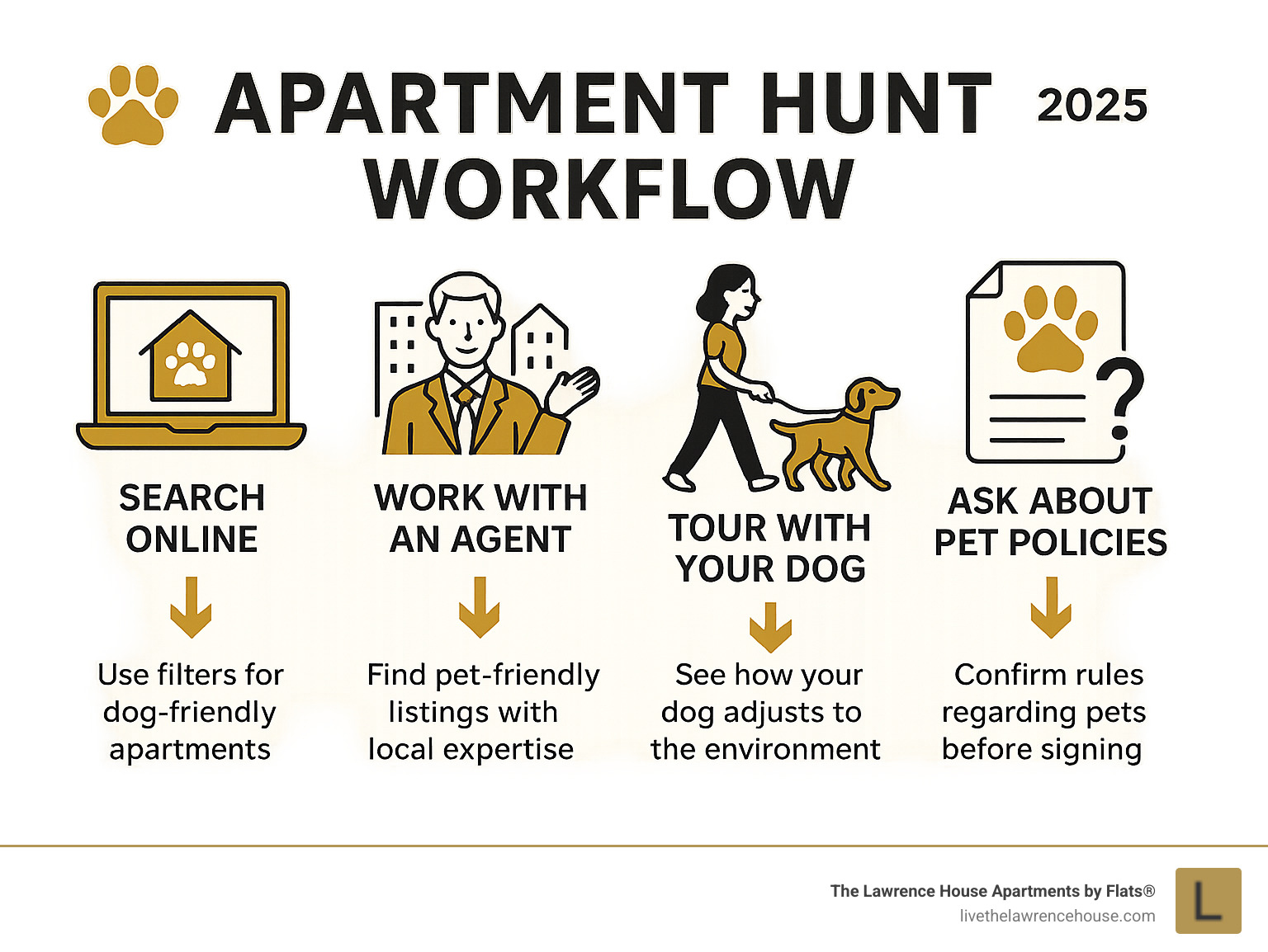 apartment hunt workflow - Dog-friendly apartments Chicago infographic 