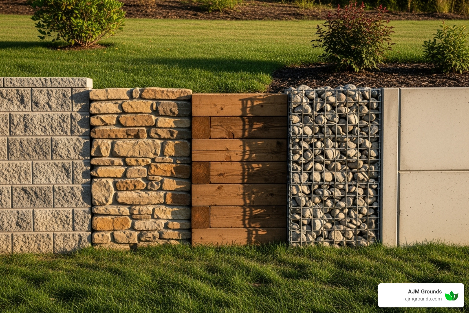 various retaining wall materials - retaining wall landscaping near me