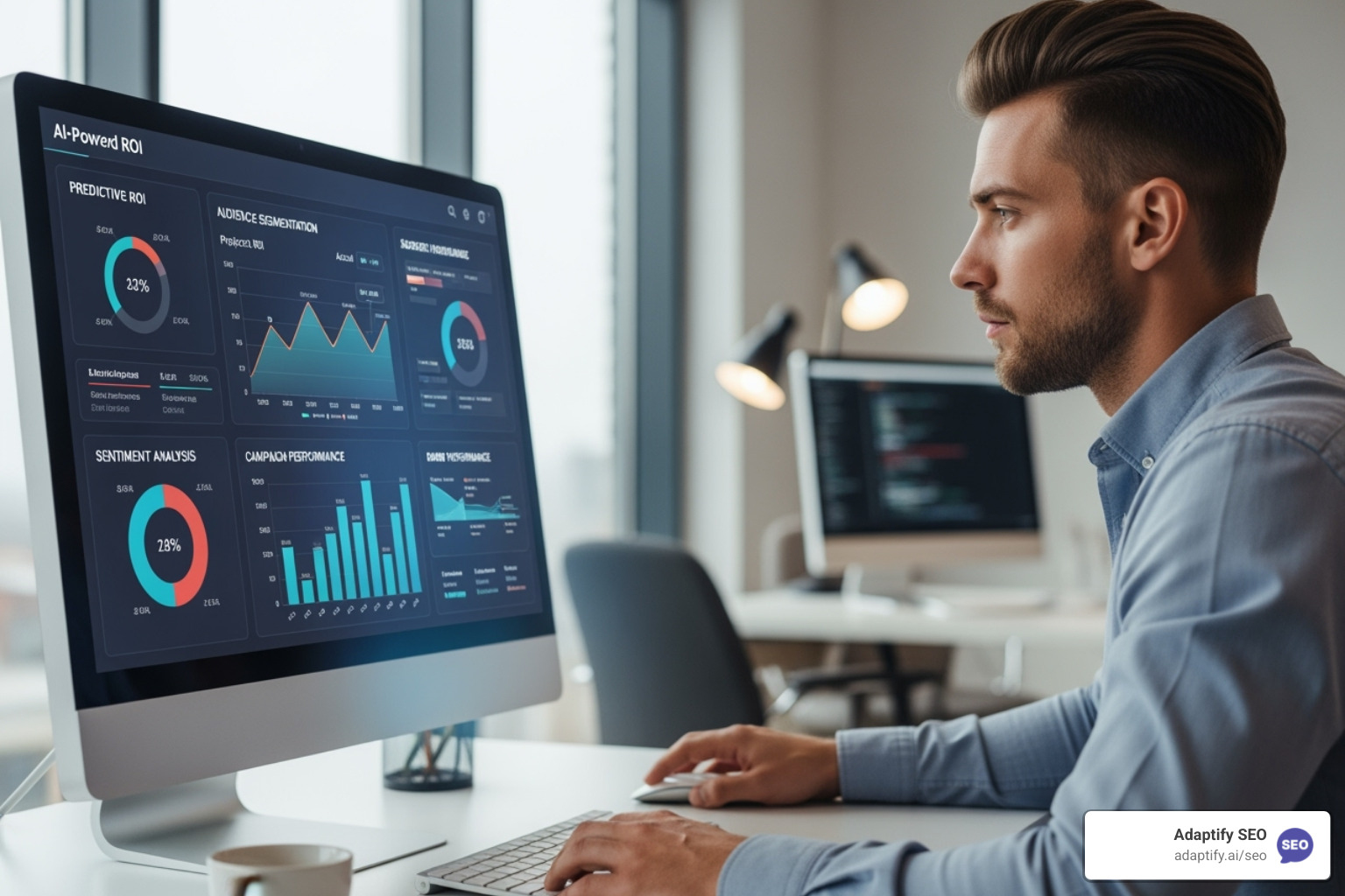 digital marketer with AI insights dashboard - how will ai impact seo strategies in 2025