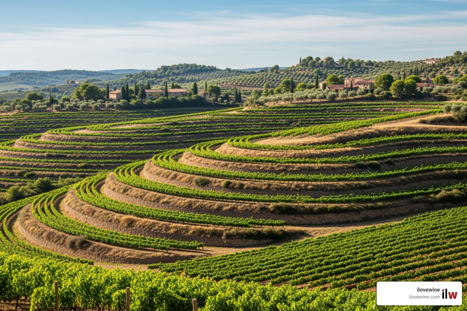 terraced vineyards in the Penedès region of Spain - cava vs prosecco
