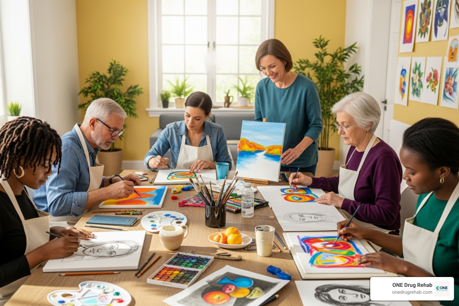 A group art therapy session - holistic bipolar treatment centers
