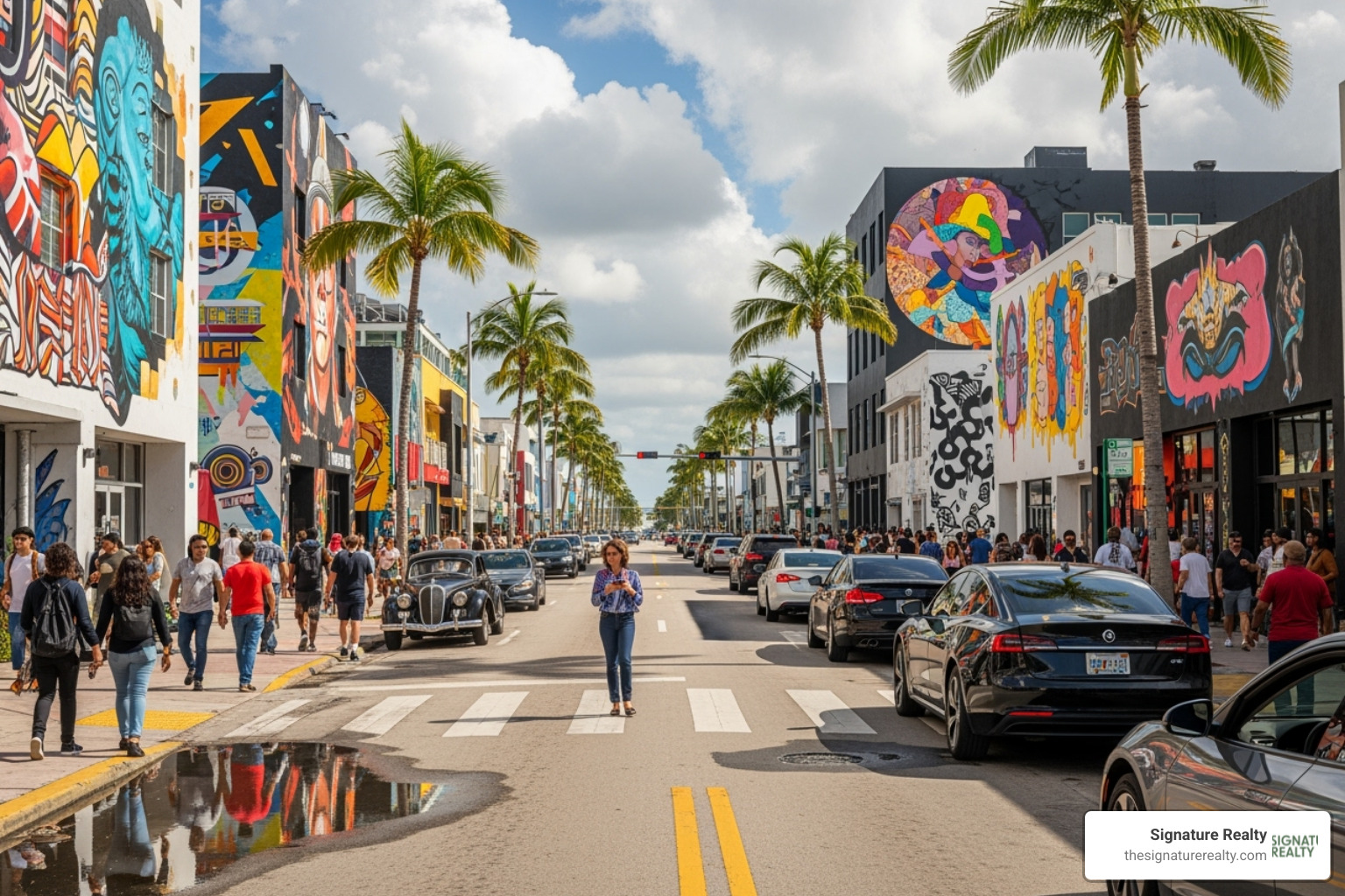 Busy street in Wynwood Arts District - office space to rent miami Busy street in Wynwood Arts District - office space to rent miami