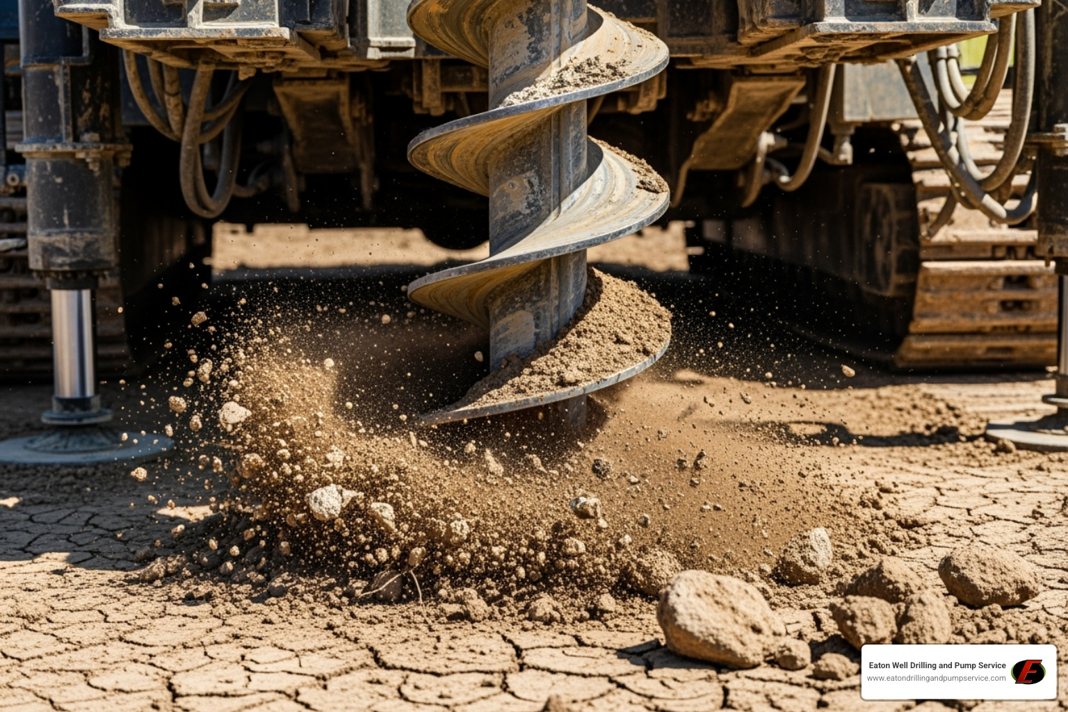 drill bit cutting into ground - new well drilling
