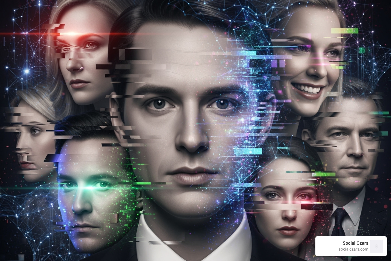 Illustration of deepfakes and digital misinformation - CEO reputation management