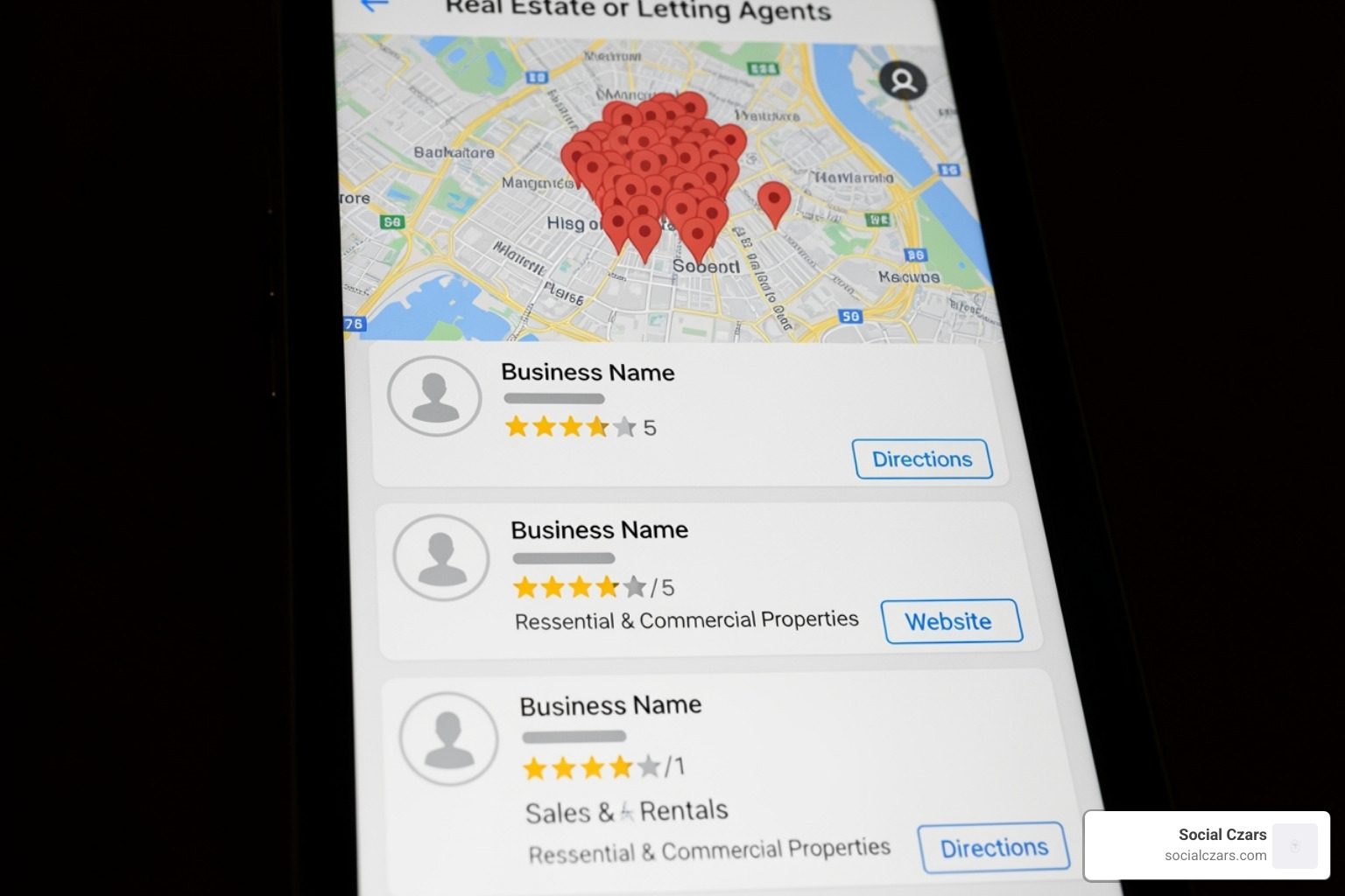 Google Maps Local Pack for "estate agents near me" - seo for letting agents