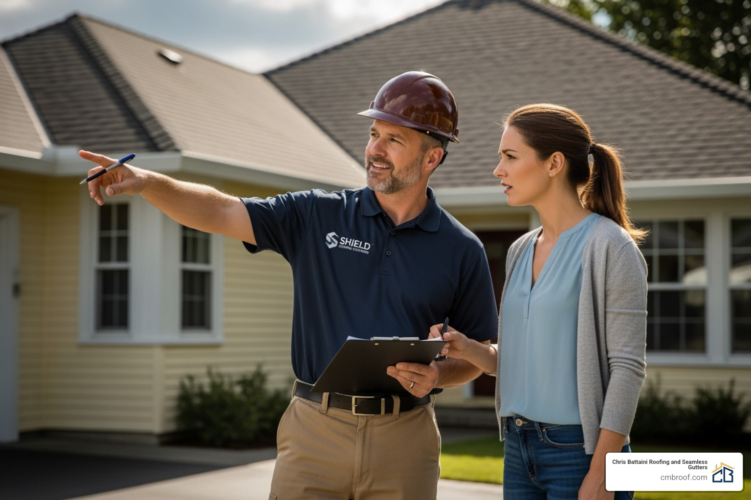 contractor discussing a project with a homeowner - roof contractors contractor discussing a project with a homeowner - roof contractors