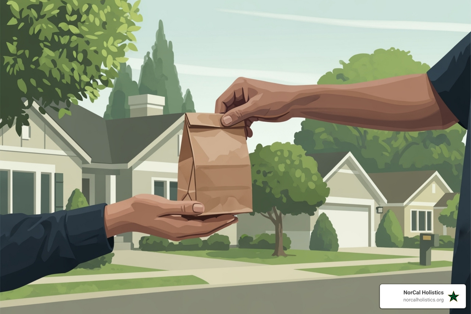 Welcome to the Club! graphic with a friendly, trustworthy, and modern tone, depicting a discreet, professional weed delivery scene in or near Sacramento, CA - Sacramento weed deals