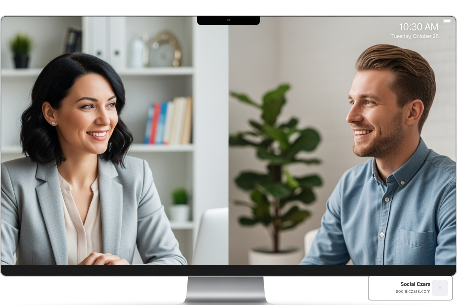 A recruiter having a positive virtual interview with a candidate - Attracts top talent