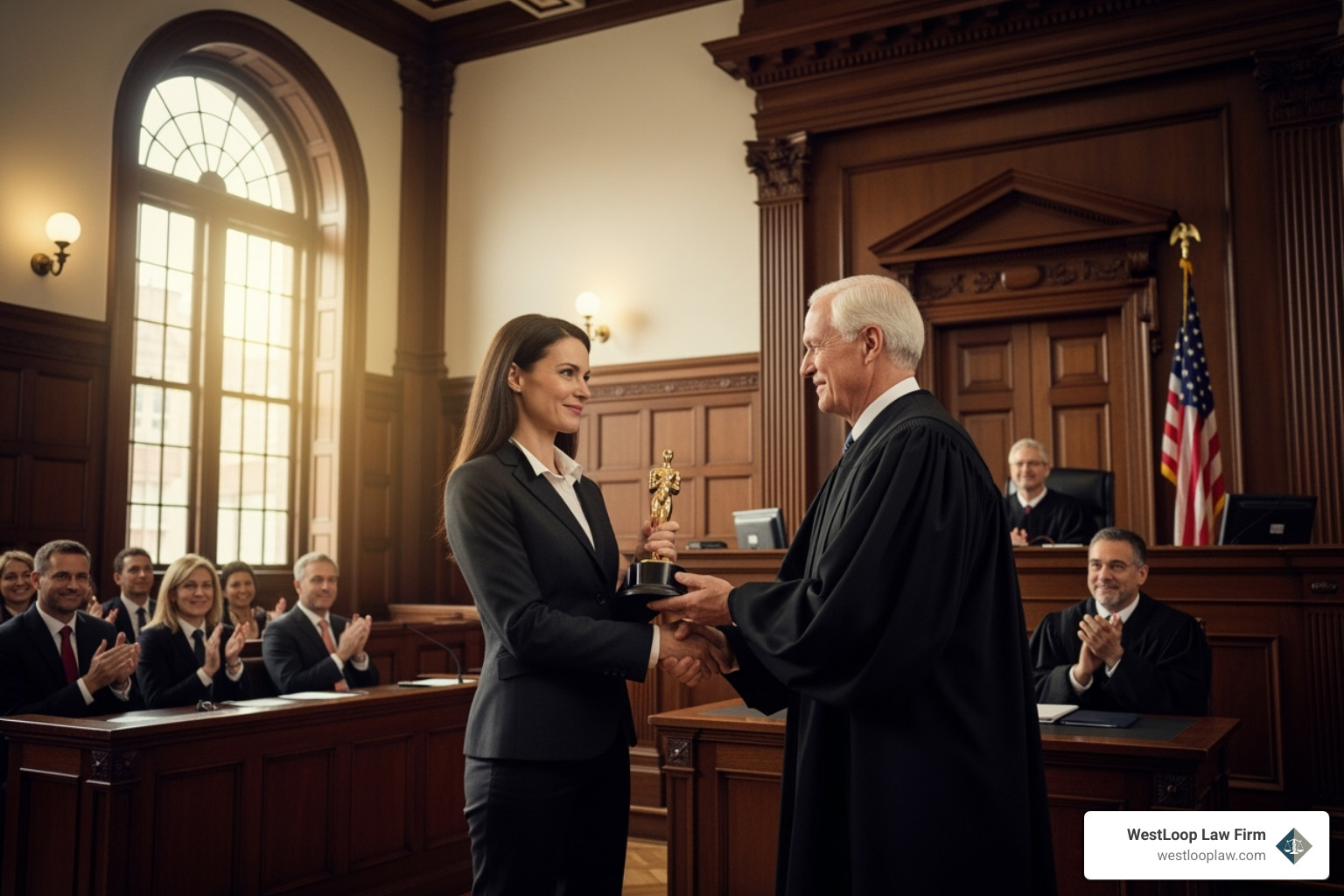 A lawyer receiving an award in a courtroom - best personal injury attorney houston