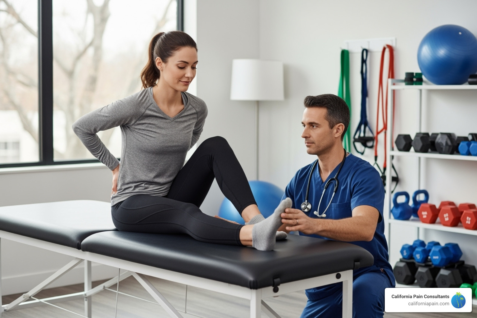 A patient performing a gentle stretching exercise - chronic pain physical therapy treatment