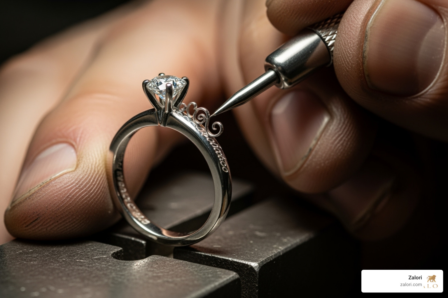 ring being engraved with a personal message - Custom diamond rings ring being engraved with a personal message - Custom diamond rings