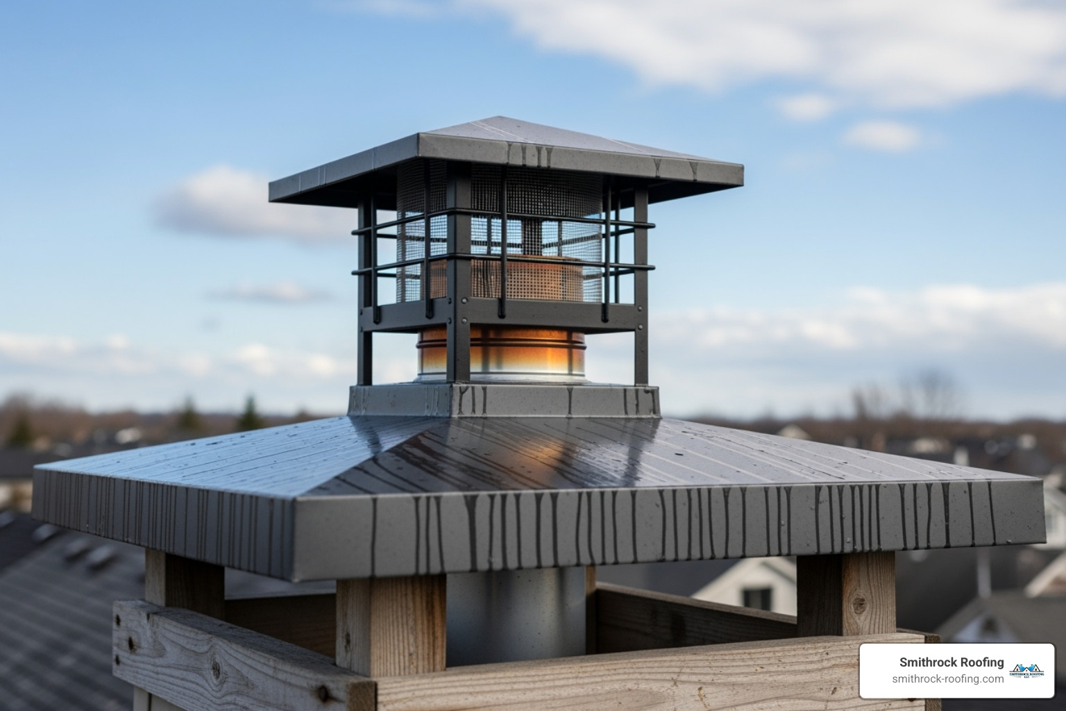 A chimney top clearly labeling the chase cover and the chimney cap, showing the distinct functions of each component - chimney chase cover installation