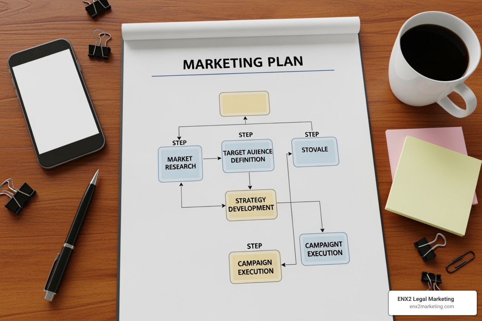 Image of a marketing plan document or flowchart - los angeles law firm marketing Image of a marketing plan document or flowchart - los angeles law firm marketing