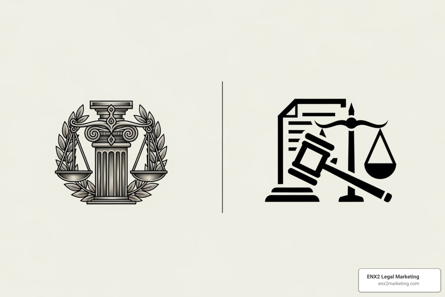 Side-by-side comparison of a classic law logo featuring scales and a modern minimalist version. - law justice logo