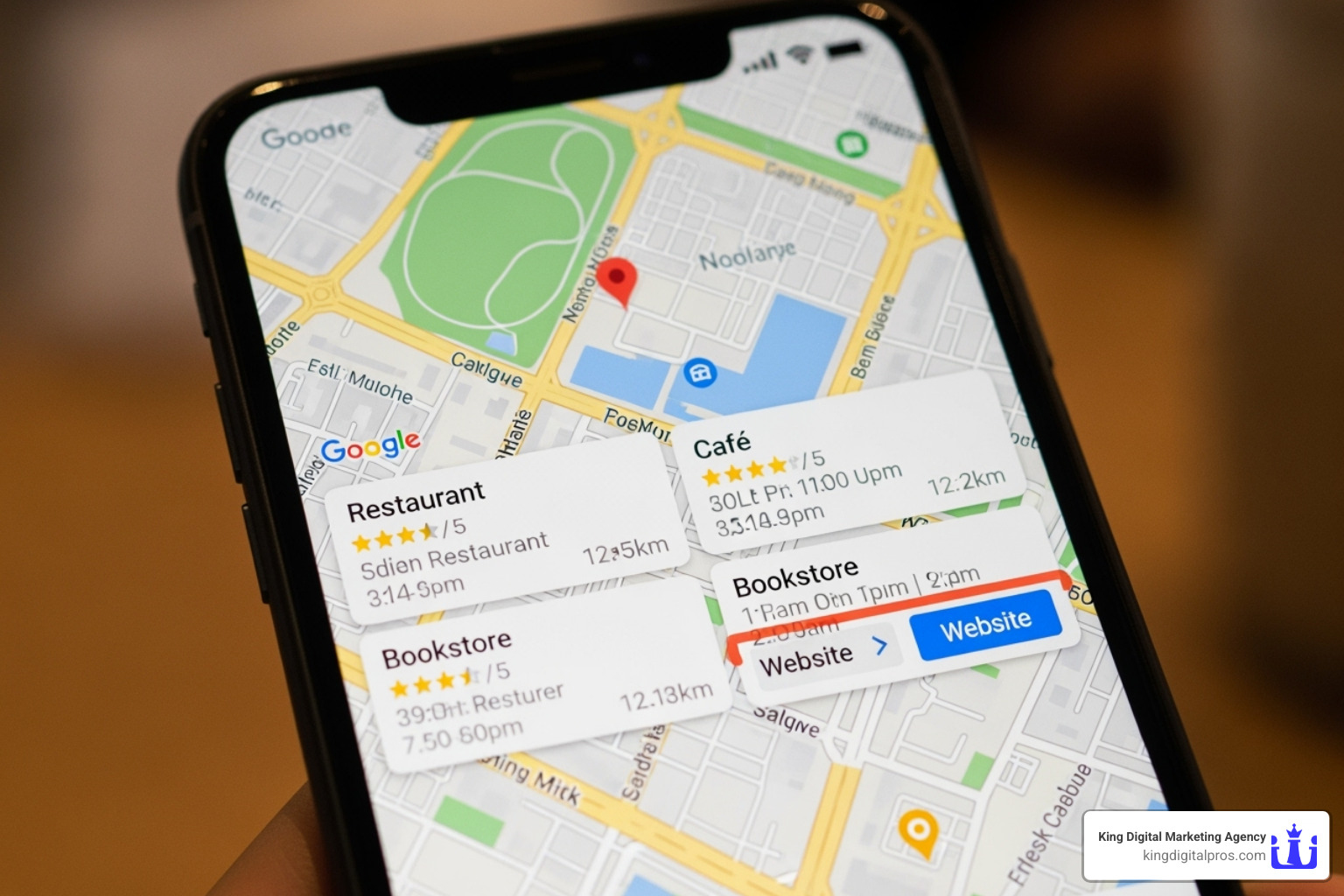 Google Maps 3-Pack result on a smartphone - Local business reputation