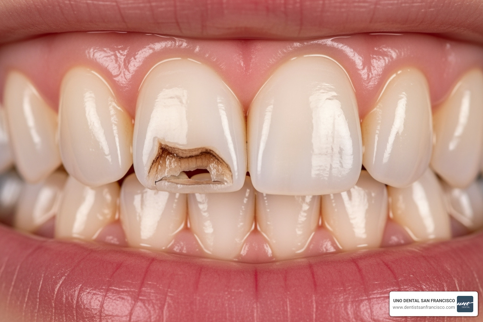 illustrating a common dental emergency like a chipped tooth. - dental offices weekends san francisco