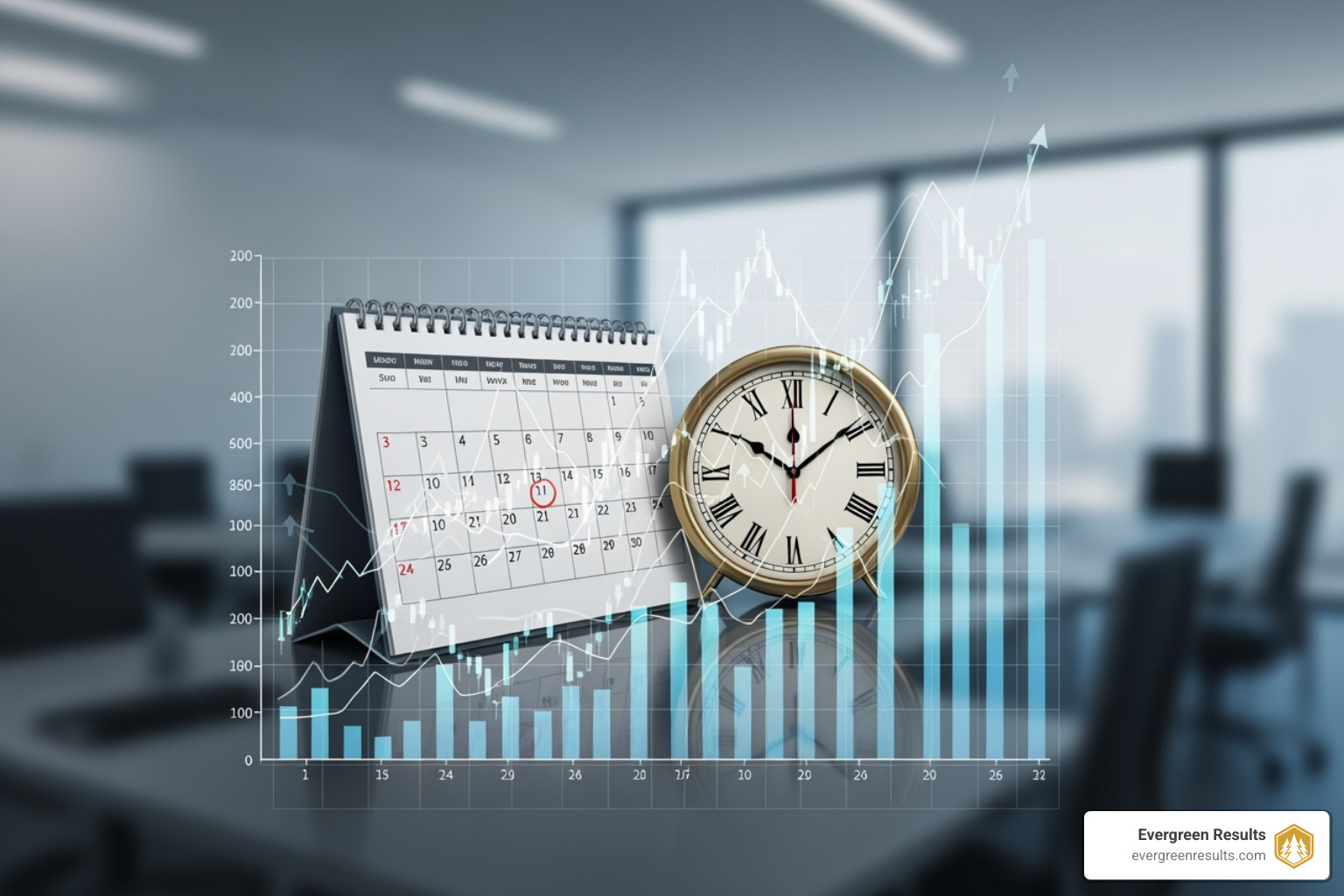 Calendar and clock on financial graph - how to measure roi