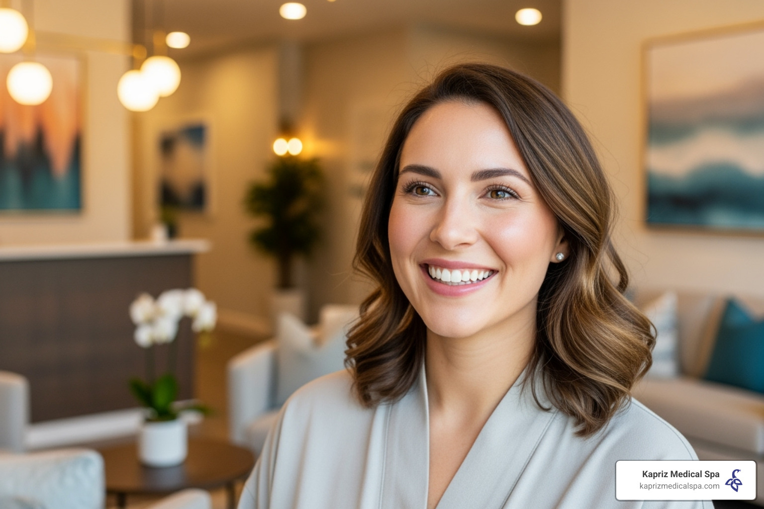 Happy client at medical spa - Natural brow lift Happy client at medical spa - Natural brow lift