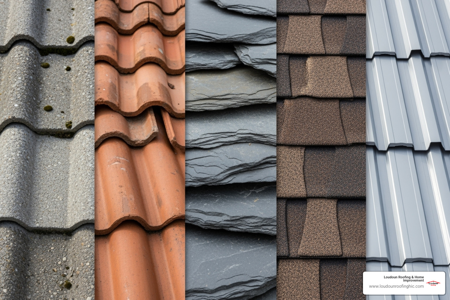 close-up of different tile materials - tile roof replacement cost
