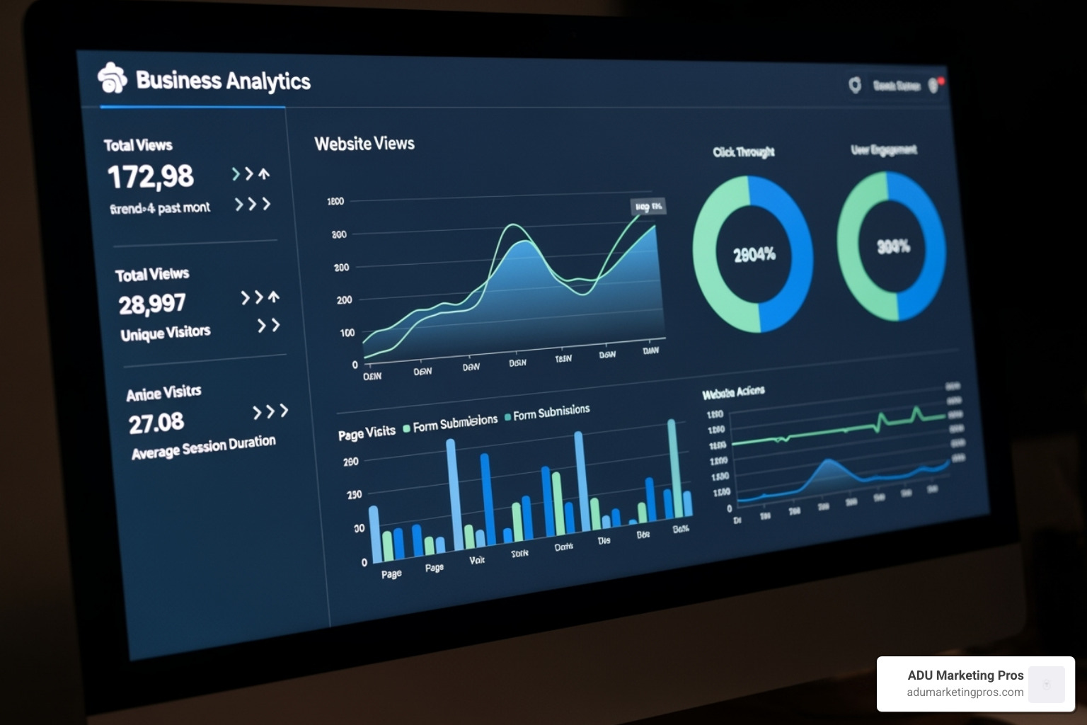 A Google Business Profile Insights dashboard showing metrics like search views, map views, and customer actions. - local seo sunnyvale