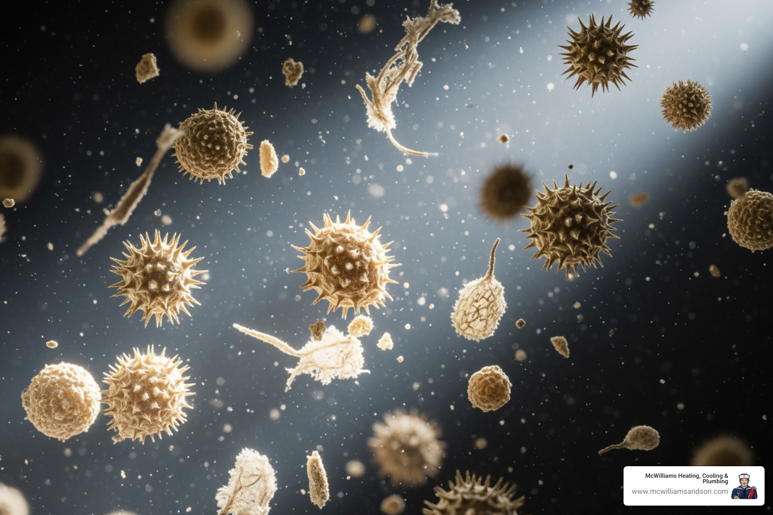 Microscopic allergens like pollen and pet dander floating in the air - hepa air cleaner for allergies