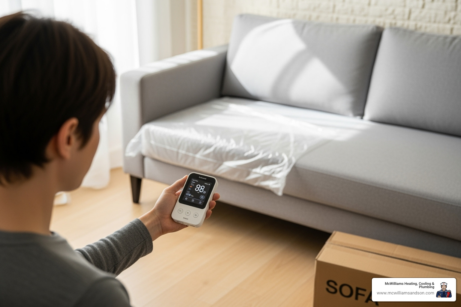 Portable air quality monitor testing near new furniture - air quality monitor formaldehyde