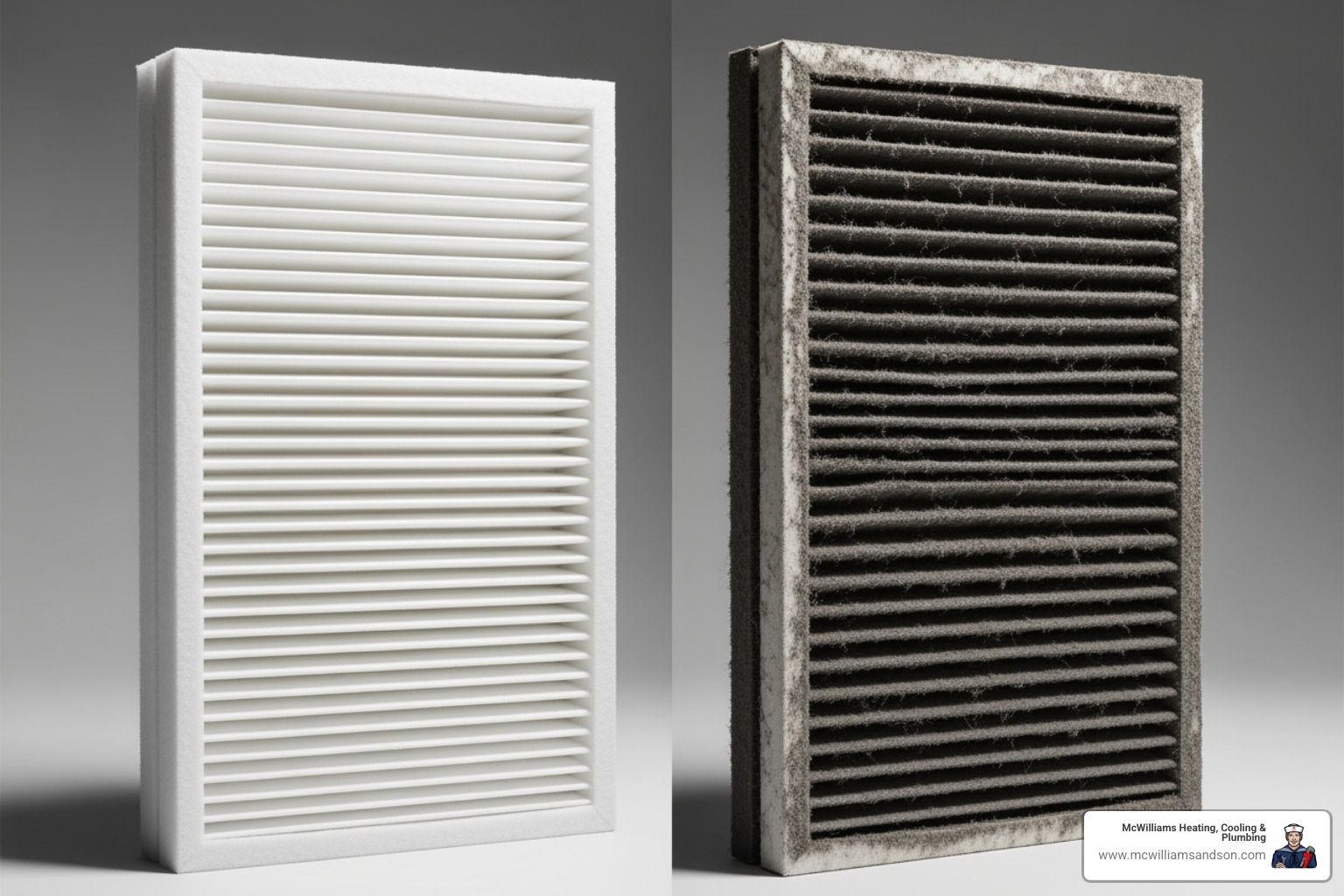 a side-by-side comparison of a clean vs. a dirty HVAC filter - commercial indoor air quality a side-by-side comparison of a clean vs. a dirty HVAC filter - commercial indoor air quality