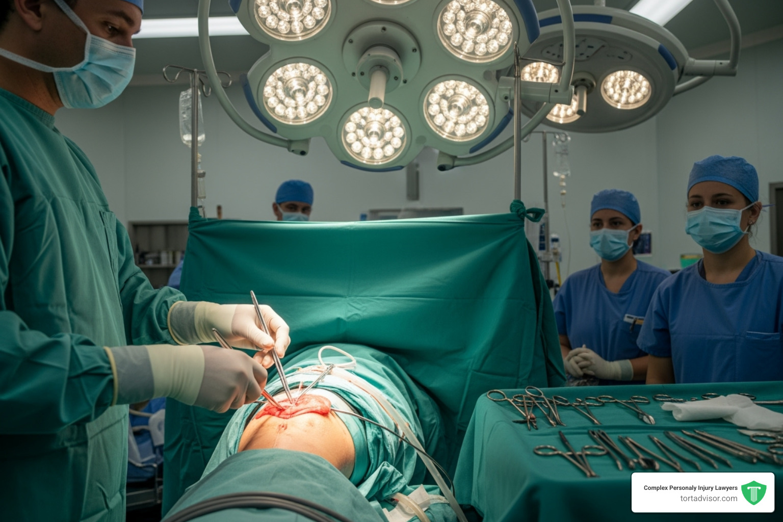 Operating room during a joint replacement surgery, highlighting the sterile field - what is a bear hugger in medical terms