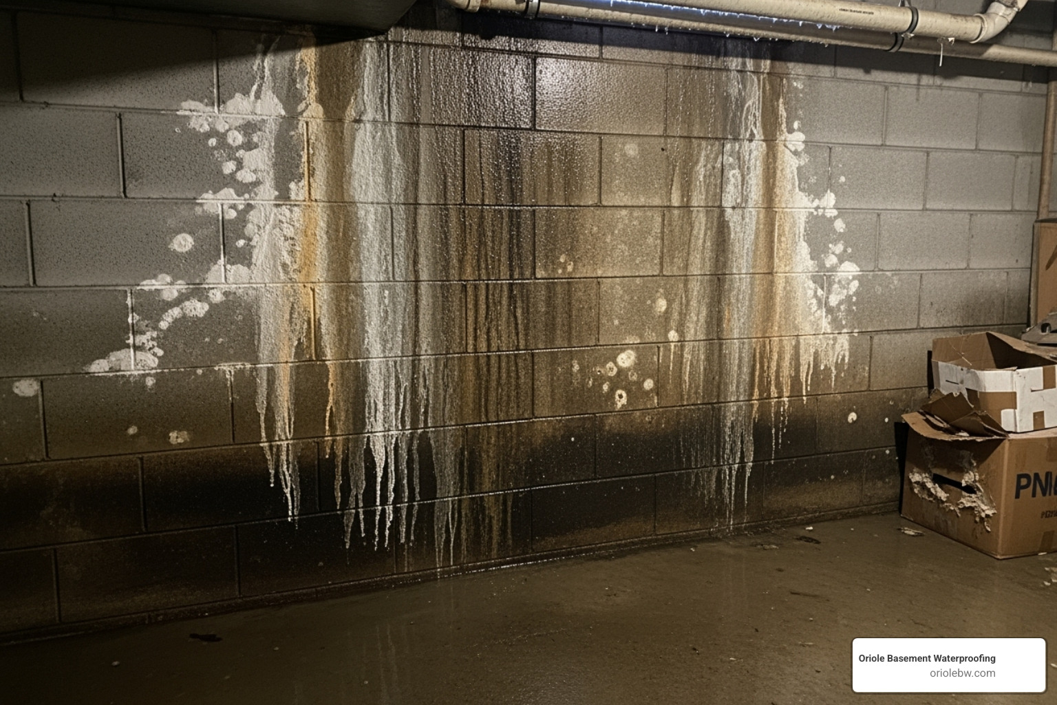 rain-soaked basement wall - foundation repair baltimore