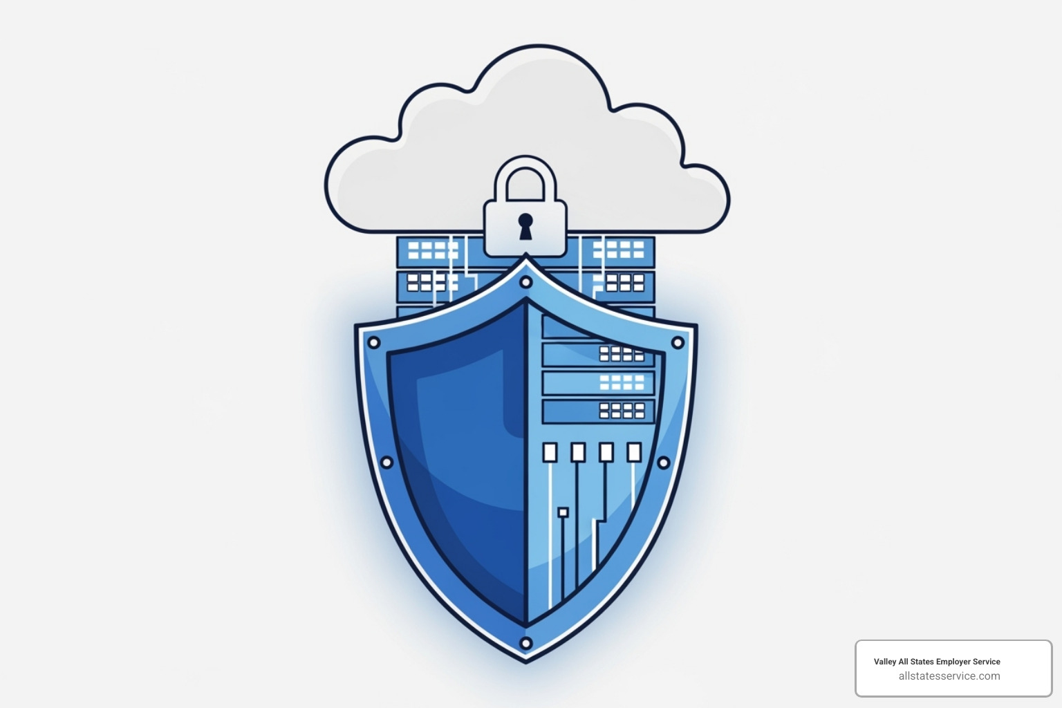 Secure server room or cloud security icon - I-9 record keeping