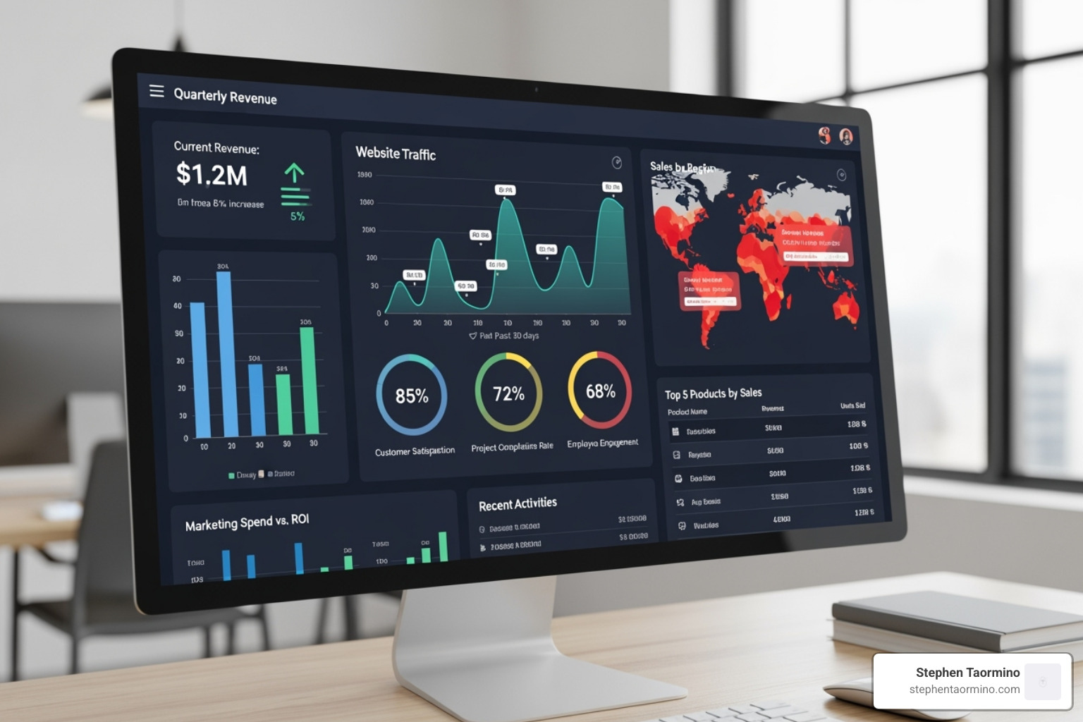 dashboard showing key performance indicators - drive business results