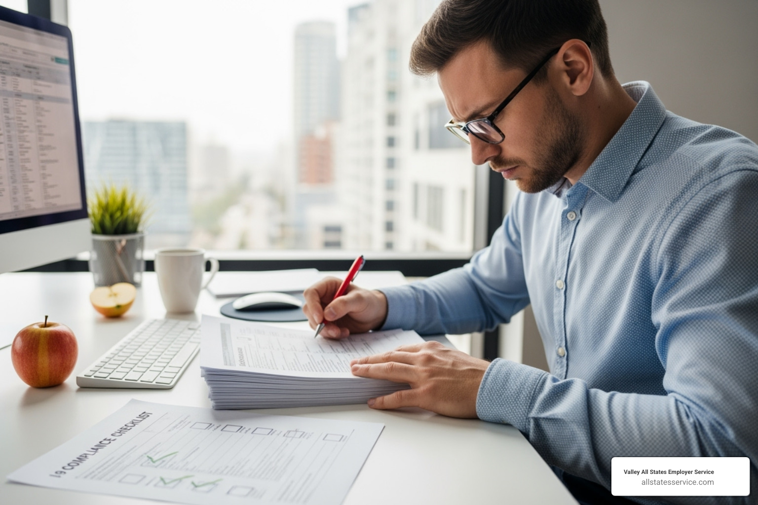 Person reviewing I-9 forms with a checklist to ensure compliance. - i-9 remote verification 2022 Person reviewing I-9 forms with a checklist to ensure compliance. - i-9 remote verification 2022