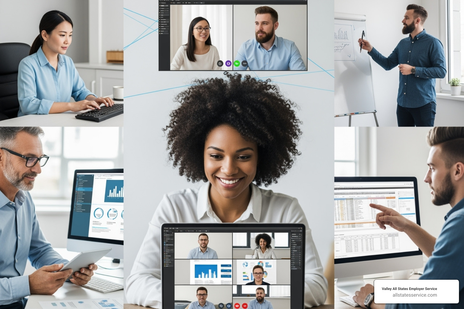 Remote team collaborating online - I-9 for remote employees