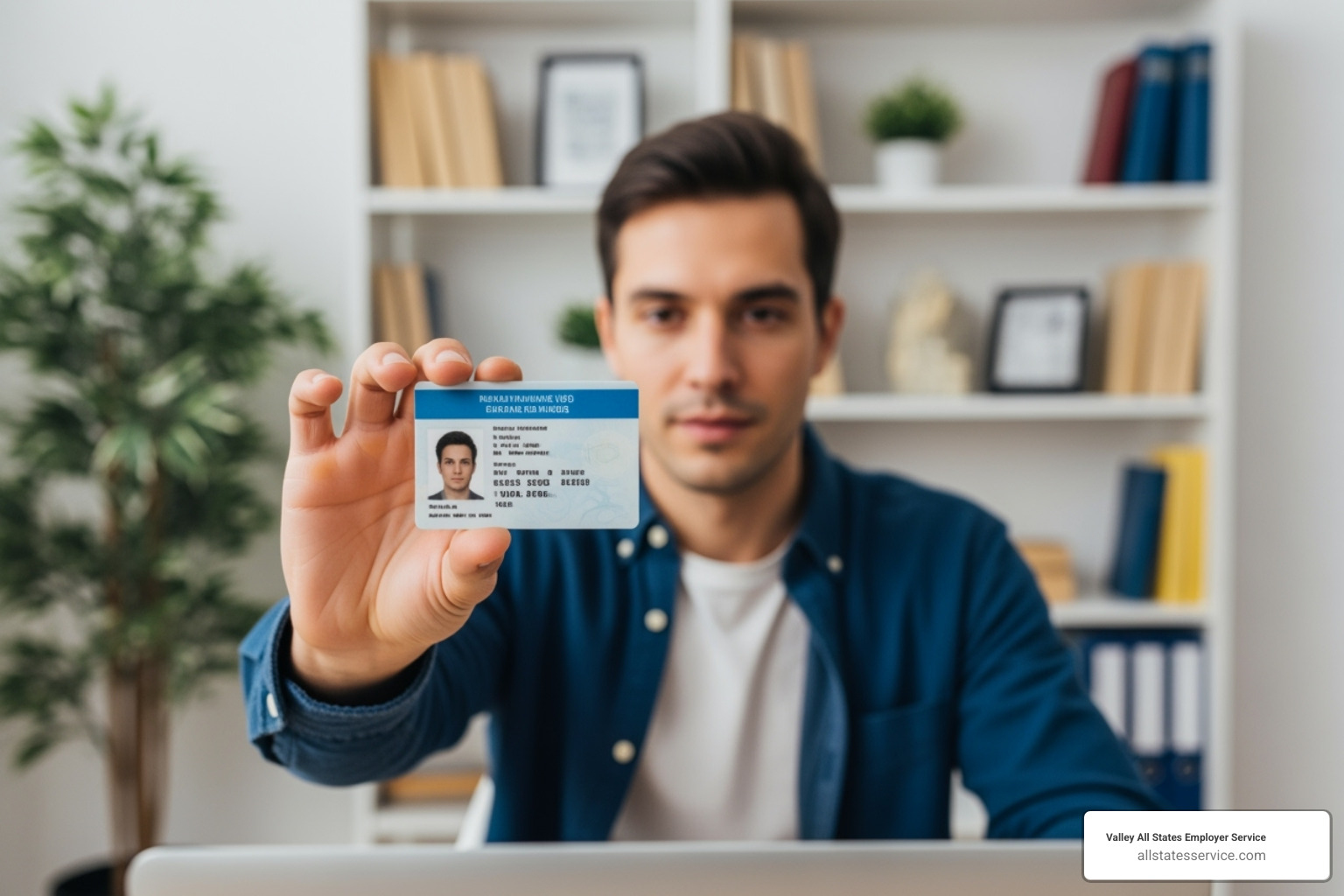 person on a video call holding up their ID - i-9 verification for remote employees 2022