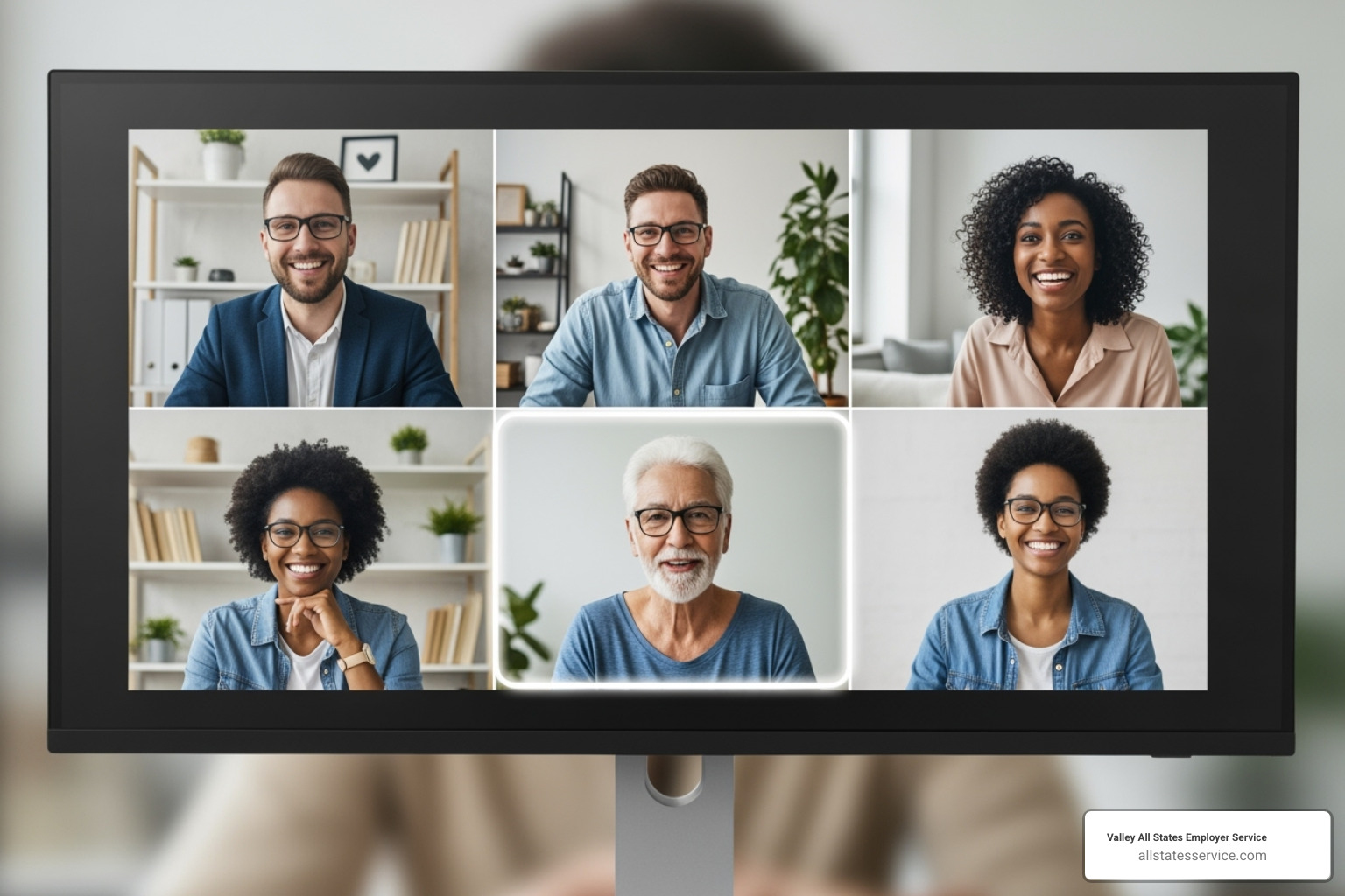 diverse team on a video conference call - where to find notary for i-9 verification for remote employees