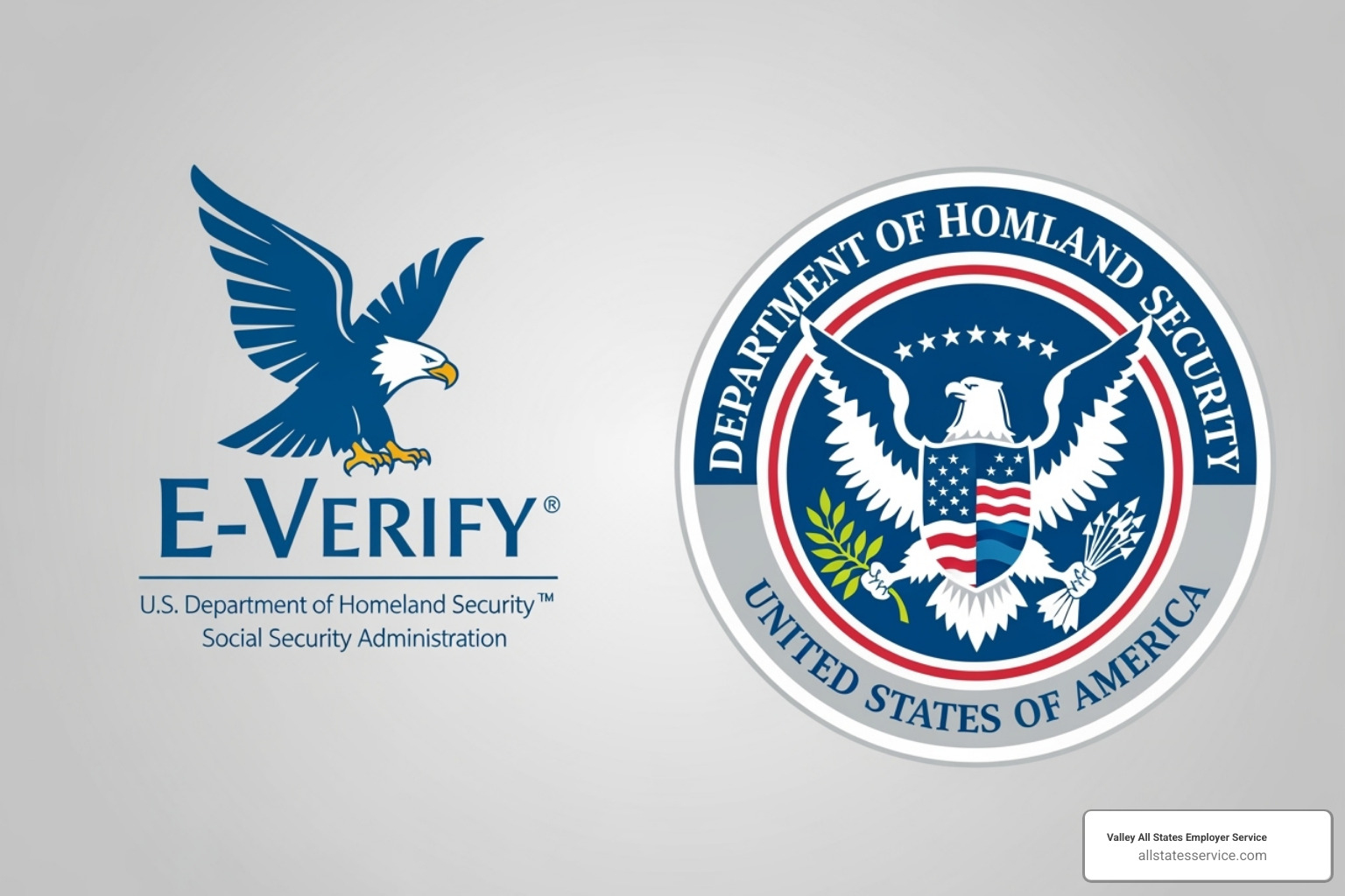E-Verify and DHS logos side-by-side - i-9 verification services for remote employees