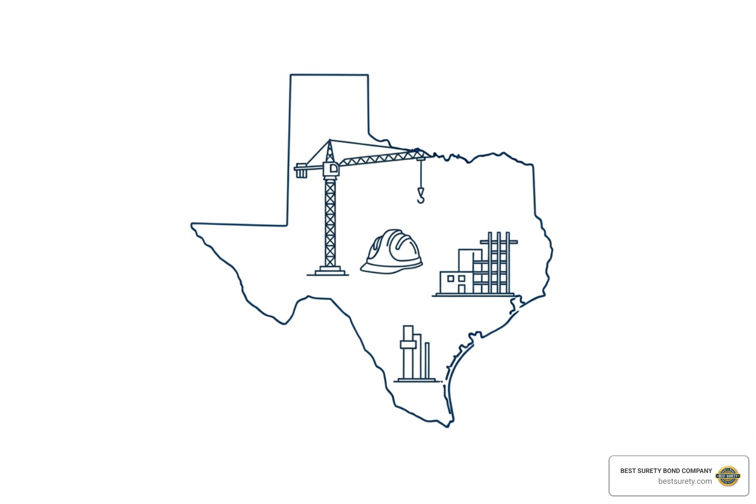 Texas state outline with construction project icons - construction bonds