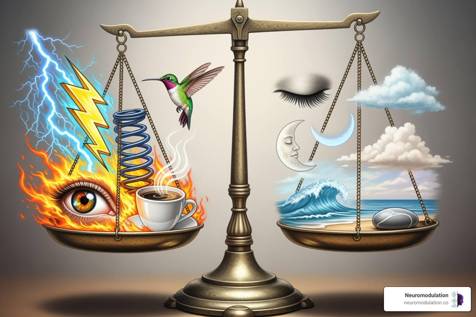 A balanced scale representing the sympathetic nervous system (SNS) on one side and the parasympathetic nervous system (PNS) on the other, with the fulcrum labeled 'Autonomic Nervous System' - fight or flight response parasympathetic nervous system A balanced scale representing the sympathetic nervous system (SNS) on one side and the parasympathetic nervous system (PNS) on the other, with the fulcrum labeled 'Autonomic Nervous System' - fight or flight response parasympathetic nervous system