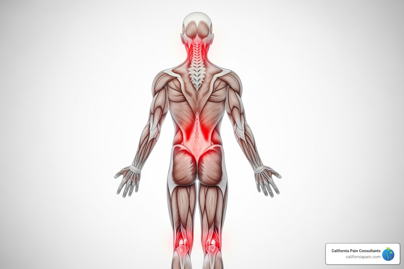 illustrating common pain areas like the back, neck, and knees - chronic pain treatment near me