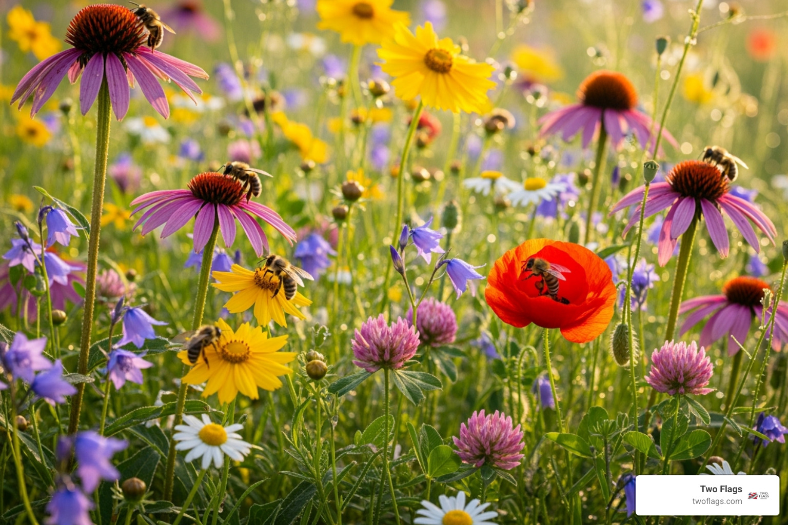 bees pollinating wildflowers - Why choose organic?