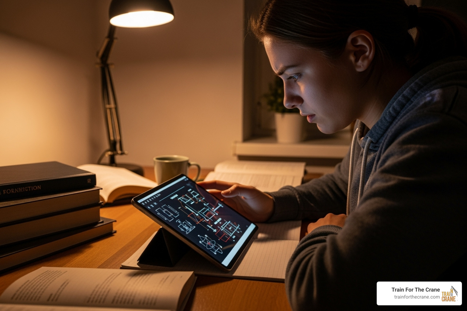 A student studying with NCCCO practice questions on a tablet, looking focused and engaged - nccco sample questions A student studying with NCCCO practice questions on a tablet, looking focused and engaged - nccco sample questions